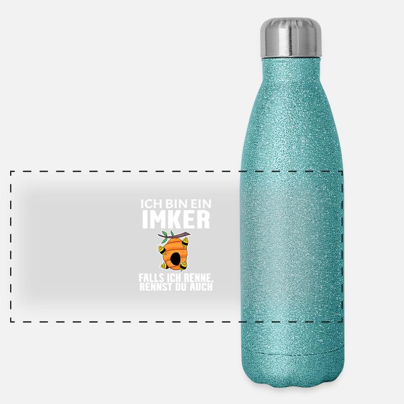 Bienen Imker Biene - Panorama Glitzer Isolierflasche 500 ml - Blau Glitzer