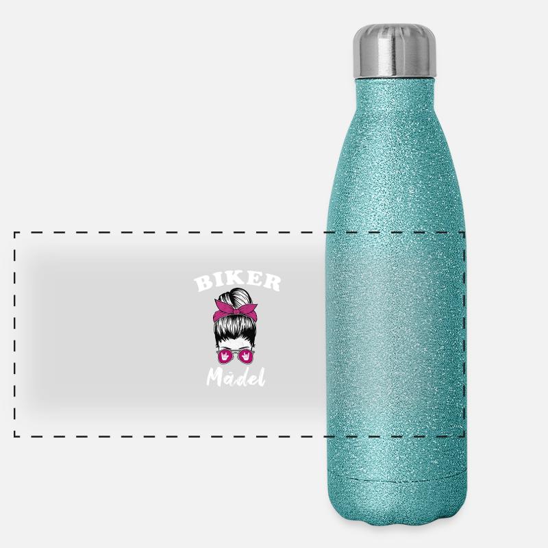 Biker Mädel Lady Motorrad Bikerin Panorama Glitzer Isolierflasche 500 ml