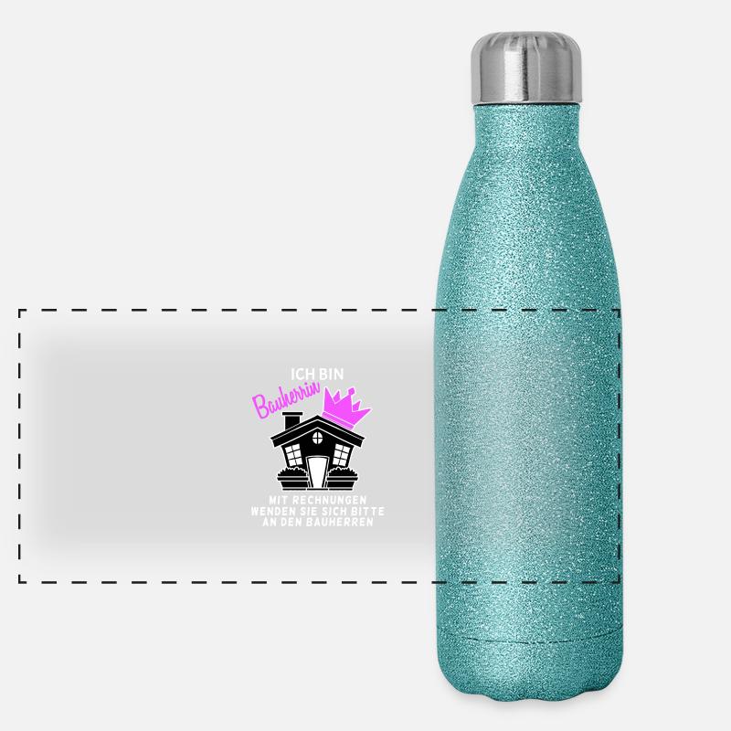 Bauherrin Hausbau Panorama Glitzer Isolierflasche 500 ml