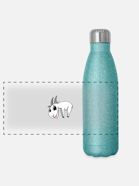 Goat Goat Buck - Panoramic Glitter Thermal Bottle 500 ml - blue glitter - Front