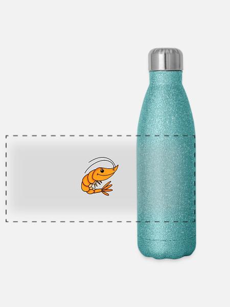 Garnele - Panorama Glitzer Isolierflasche 500 ml - Blau Glitzer - Vorne