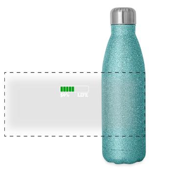 50e anniversaire 50% de vie 50 ans de vie Poutre de chargement - Gourde isotherme panoramique pailletée 500 ml - paillettes bleues - Devant