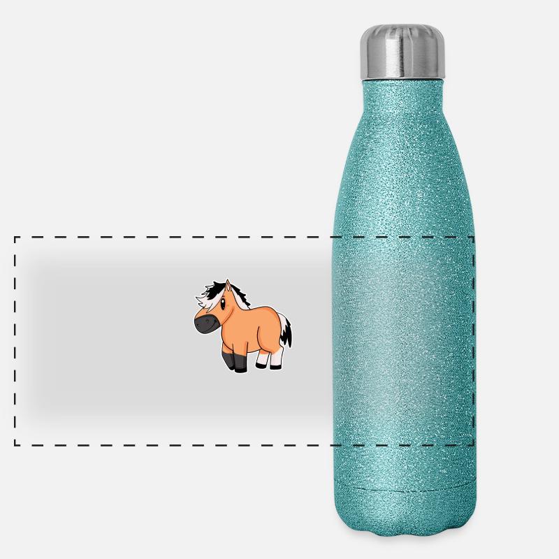 Norwegisches Fjordpferd Pferd Hauspferd Panorama Glitzer Isolierflasche 500 ml