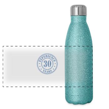 30 years of experience - Panoramic Glitter Thermal Bottle 500 ml - blue glitter - Front