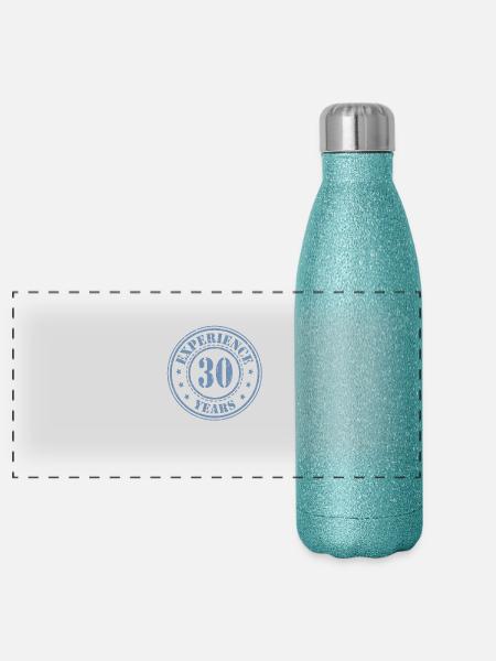 30 years of experience - Panoramic Glitter Thermal Bottle 500 ml - blue glitter - Front
