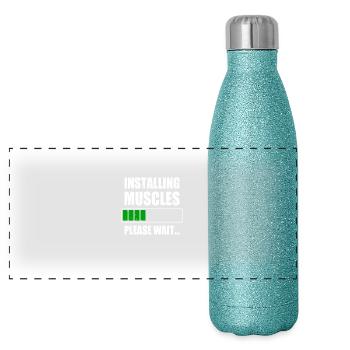 L’installation des muscles muscles installe l’entraînement au gymnase - Gourde isotherme panoramique pailletée 500 ml - paillettes bleues - Devant