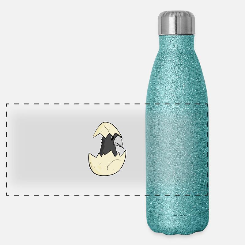 Oeuf de bébé corbeau Gourde isotherme panoramique pailletée 500 ml