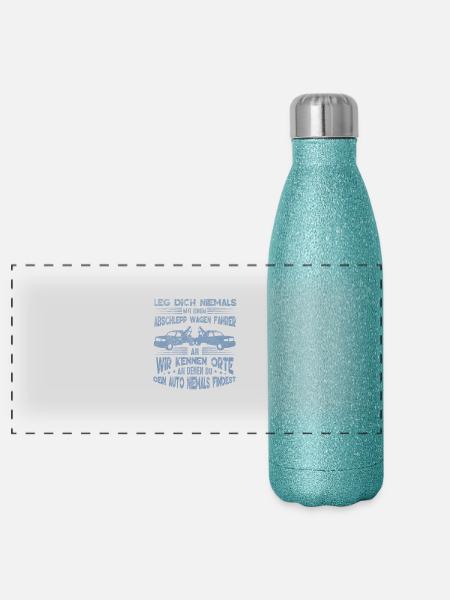 Abschleppdienst wir kennen Orte an denen du dein - Panorama Glitzer Isolierflasche 500 ml - Blau Glitzer - Vorne