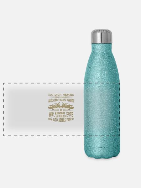 Abschleppdienst wir kennen Orte an denen du dein - Panorama Glitzer Isolierflasche 500 ml - Blau Glitzer - Vorne
