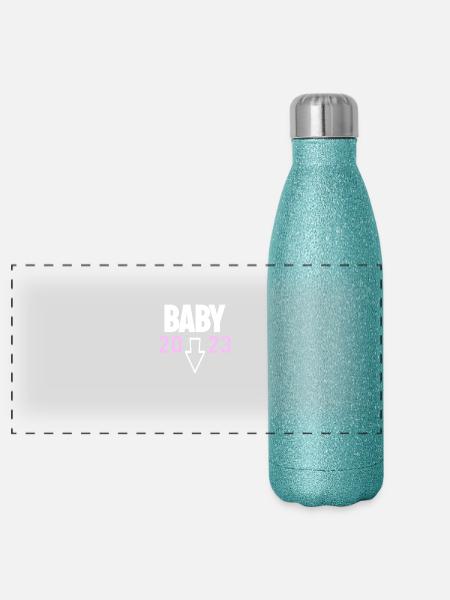Bébé Fille 2023 Fille - Gourde isotherme panoramique pailletée 500 ml - paillettes bleues - Devant