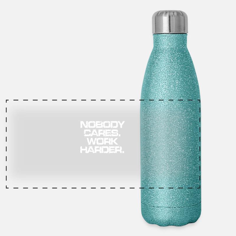 Nobody Cares Work Harder Training Motivation Sport Panorama Glitzer Isolierflasche 500 ml