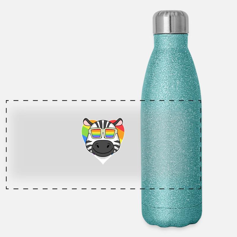 LGBT Animal Zebra Rainbow Heart Panoramic Glitter Thermal Bottle 500 ml