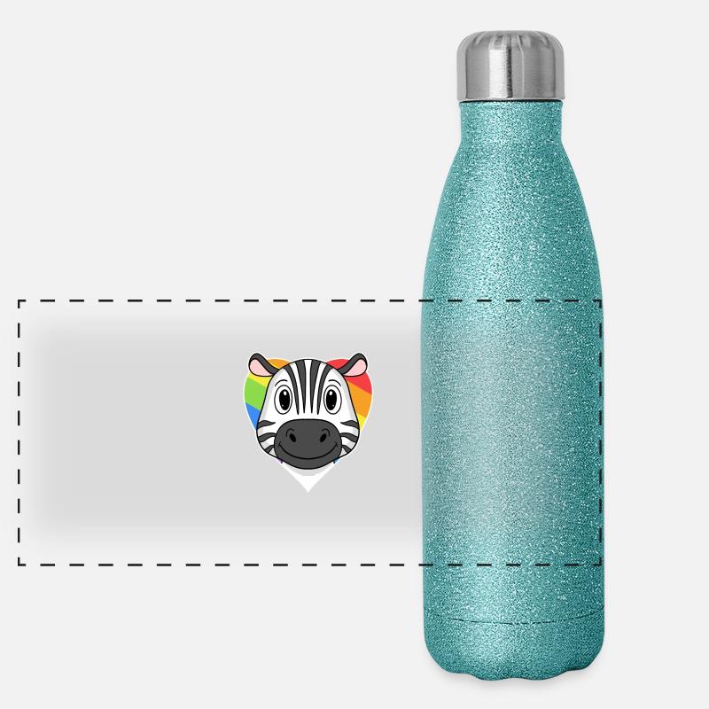 LGBT Tier Zebra Regenbogen Herz Panorama Glitzer Isolierflasche 500 ml