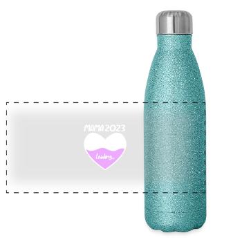 Maman 2023 Mère Grossesse Enceinte - Gourde isotherme panoramique pailletée 500 ml - paillettes bleues - Devant