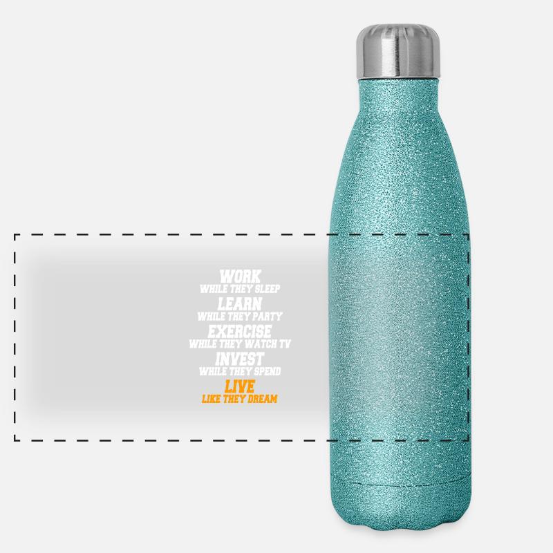 Work While They Sleep Saying Entrepreneur Success Panoramic Glitter Thermal Bottle 500 ml
