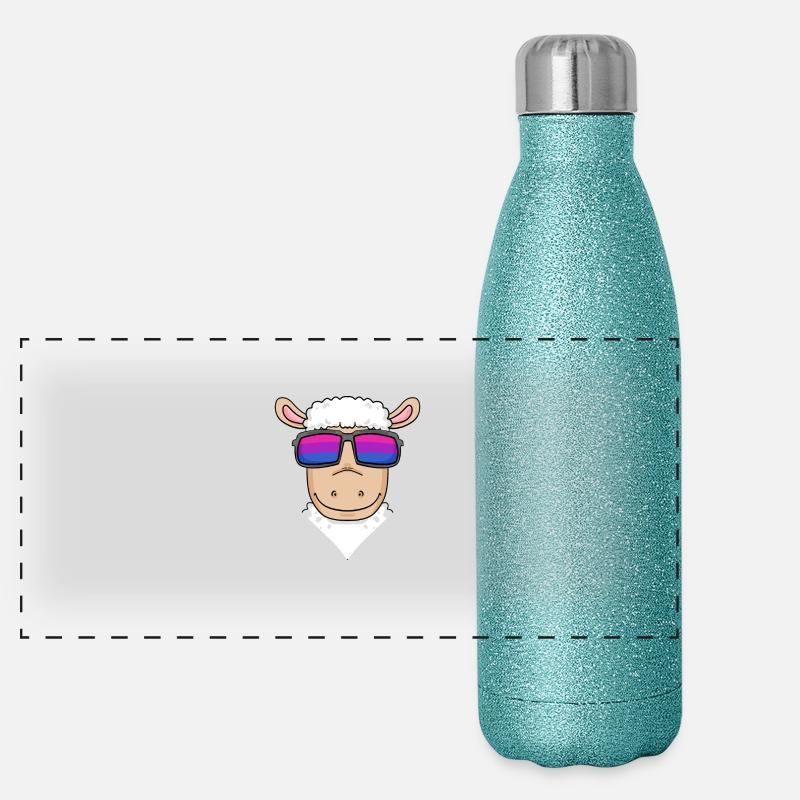 Bisexuell Schaf - Schaf mit Brille Panorama Glitzer Isolierflasche 500 ml