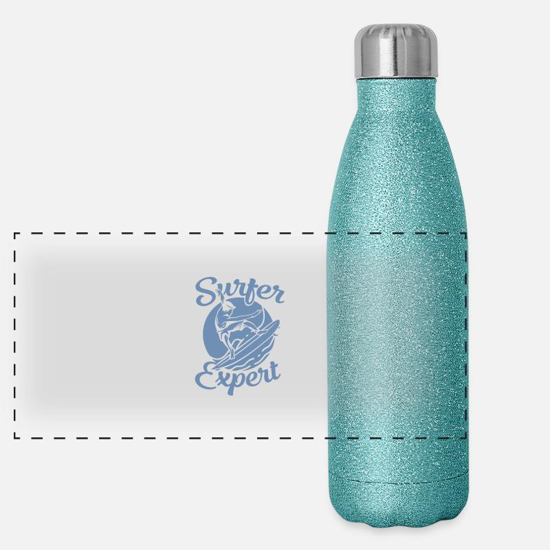 Surfer Design Surfer Expert Surfen Surfbrett Panorama Glitzer Isolierflasche 500 ml
