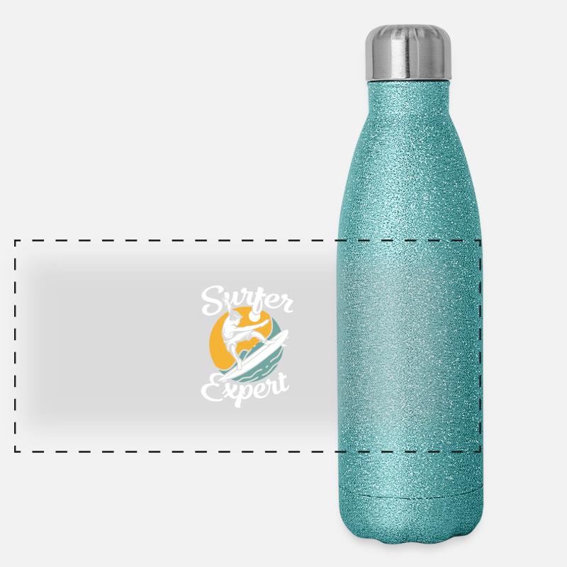 Surfer Design Surfer Expert Surfen Surfbrett Panorama Glitzer Isolierflasche 500 ml