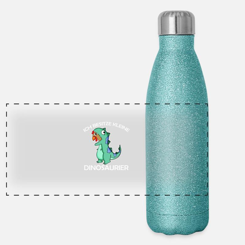 Huhn Dinosaurier Bauer Landwirt Hühnerzucht Hühner Panorama Glitzer Isolierflasche 500 ml