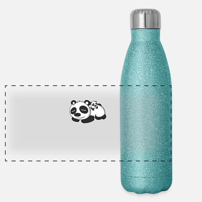 Panda Papa with Baby Panda Panoramic Glitter Thermal Bottle 500 ml