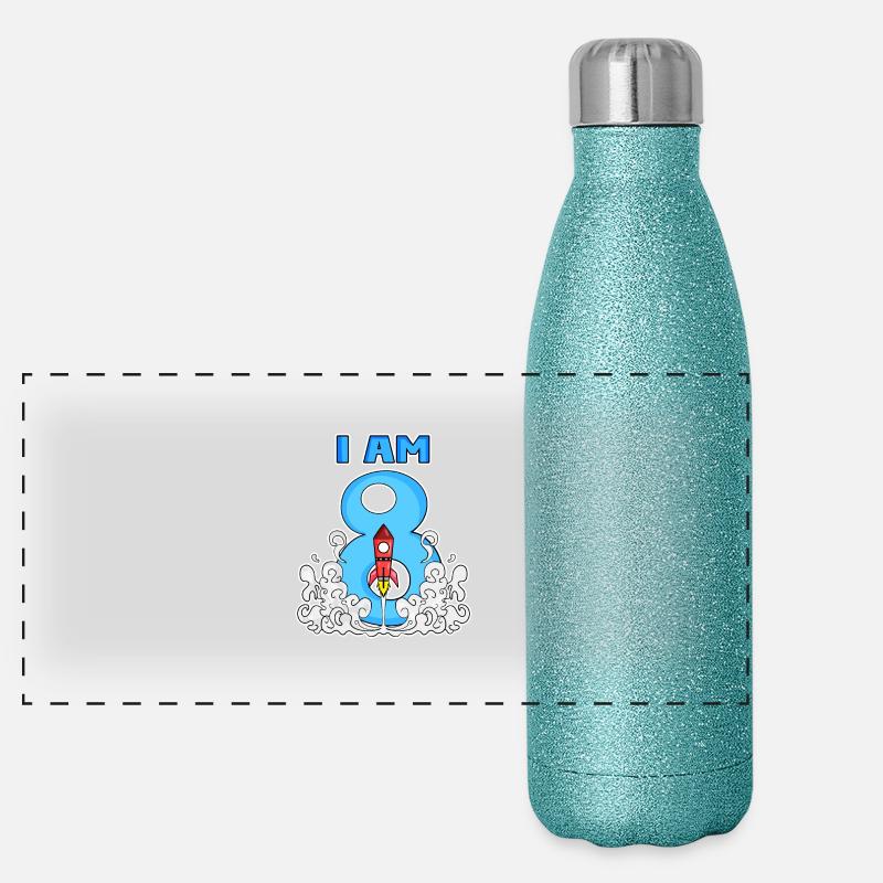 Boy 8 years old - 8th birthday gift Panoramic Glitter Thermal Bottle 500 ml
