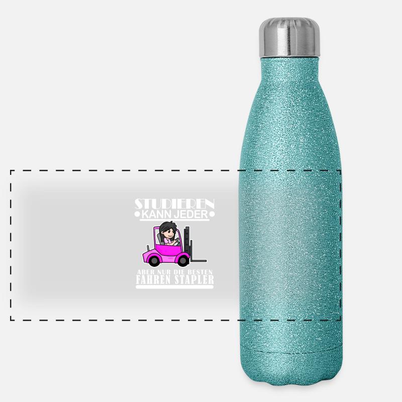 Staplerfahrerin Gabelstapler Lager Logistik Damen Panorama Glitzer Isolierflasche 500 ml