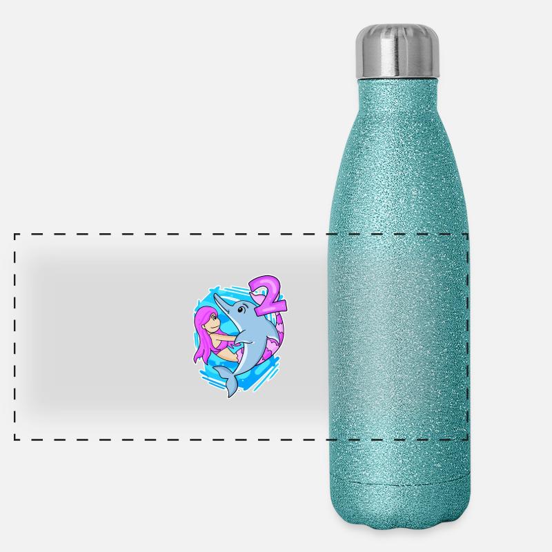 2ème anniversaire fille 2 ans sirène Gourde isotherme panoramique pailletée 500 ml