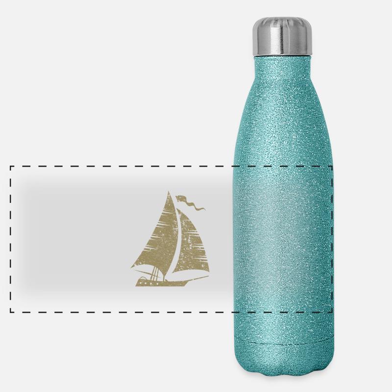 Segelboot Segeln Segler - Panorama Glitzer Isolierflasche 500 ml - Blau Glitzer