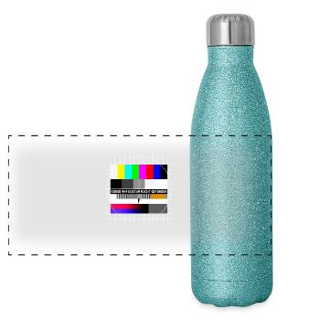 Testbild Error 404 Kostüm Nicht Gefunden Karneval - Panorama Glitzer Isolierflasche 500 ml - Blau Glitzer - Vorne