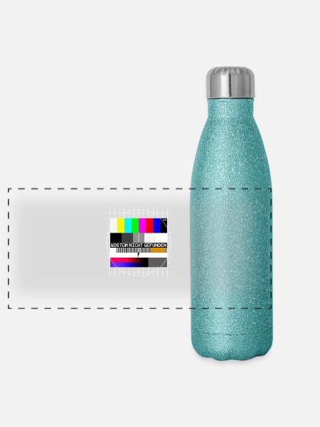 Testbild Error 404 Kostüm Nicht Gefunden Karneval - Panorama Glitzer Isolierflasche 500 ml - Blau Glitzer - Vorne