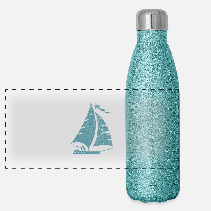 Segelboot Segeln Segler Panorama Glitzer Isolierflasche 500 ml