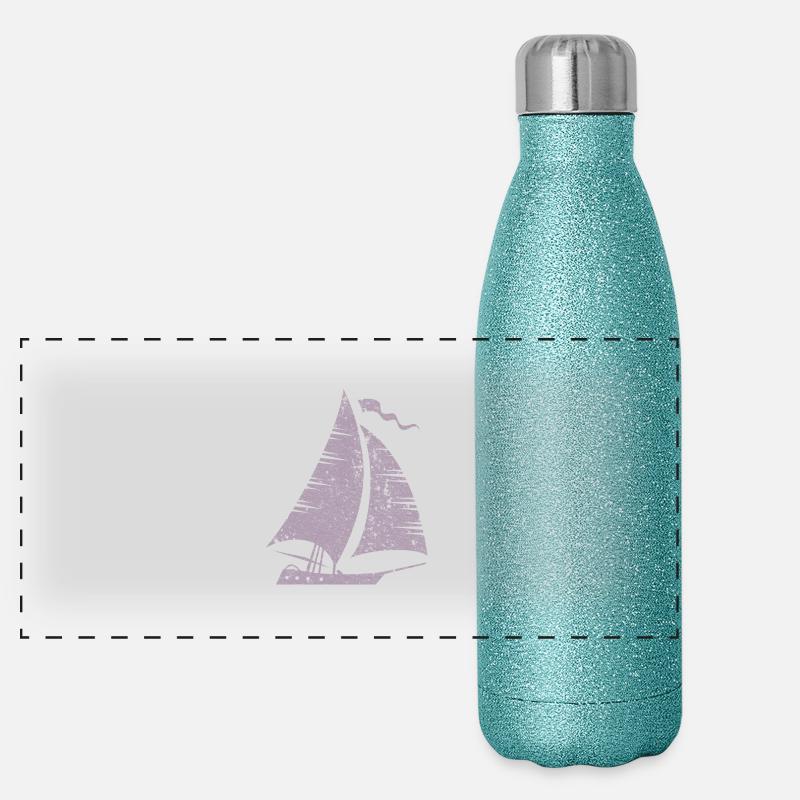 Segelboot Segeln Segler - Panorama Glitzer Isolierflasche 500 ml - Blau Glitzer