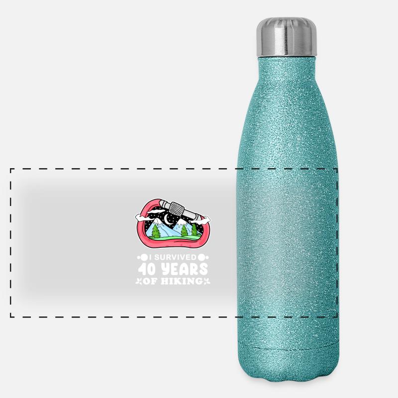Hiking 40th birthday Hiker 40 years Panoramic Glitter Thermal Bottle 500 ml
