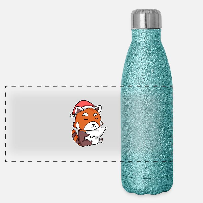Roter Panda Weihnachten Schlafen Schlaf Panorama Glitzer Isolierflasche 500 ml