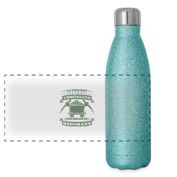 Bergbau Shirt Alle haben gesagt - Panorama Glitzer Isolierflasche 500 ml - Blau Glitzer - Vorne
