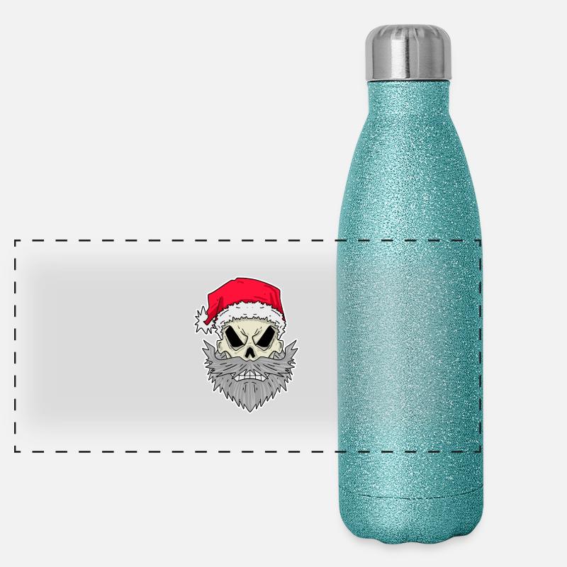 Weihnachtsmann Totenkopf Panorama Glitzer Isolierflasche 500 ml