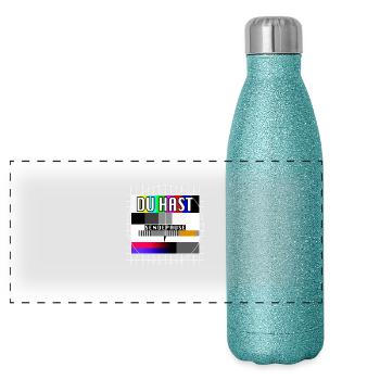 Du Hast Sendepause Testbild 90er Party 80er Jahre - Panorama Glitzer Isolierflasche 500 ml - Blau Glitzer - Vorne