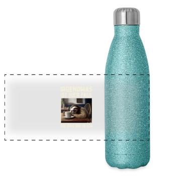 Irgendwas Ist Hier Faul Oh Das Bin Ja Ich Faultier - Panorama Glitzer Isolierflasche 500 ml - Blau Glitzer - Vorne