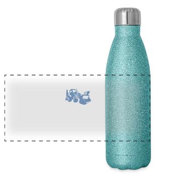 Pilote de pelle Chargeuse sur pneus Pelle - Gourde isotherme panoramique pailletée 500 ml - paillettes bleues - Devant