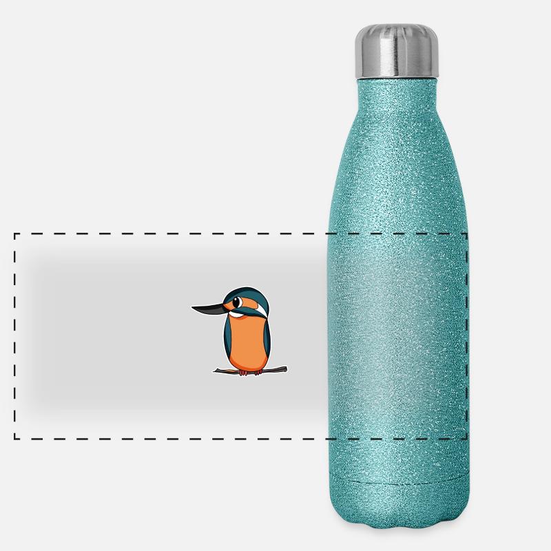 Eisvogel Blauer Vogel Panorama Glitzer Isolierflasche 500 ml