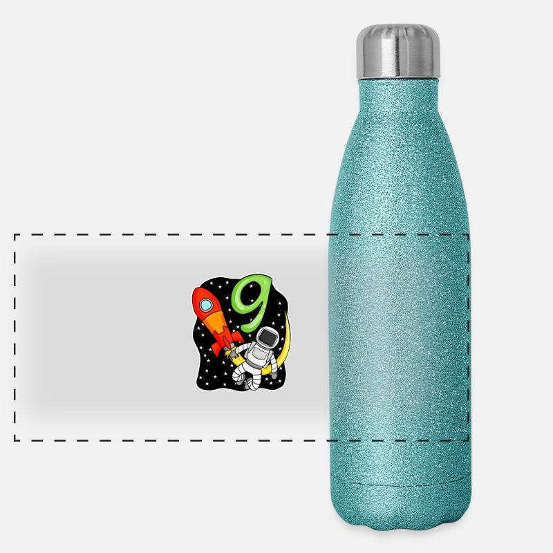 9e anniversaire - 9 ans Jeune astronaute Gourde isotherme panoramique pailletée 500 ml