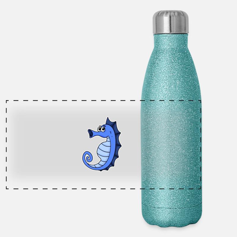 Seepferd Blau Panorama Glitzer Isolierflasche 500 ml