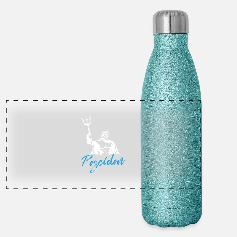 poseidon Design for a mythology fan Panoramic Glitter Thermal Bottle 500 ml
