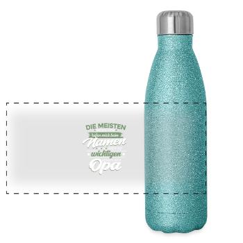 Opa Enkel Sprüche die wichtigsten nennen mich Opa - Panorama Glitzer Isolierflasche 500 ml - Blau Glitzer - Vorne