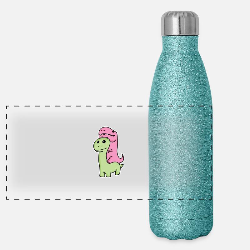 Zwei Dinosaurier Panorama Glitzer Isolierflasche 500 ml