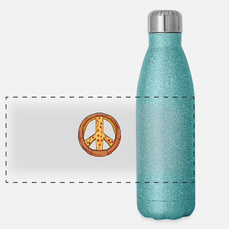 Peace Pizza Frieden Panoramic Glitter Thermal Bottle 500 ml