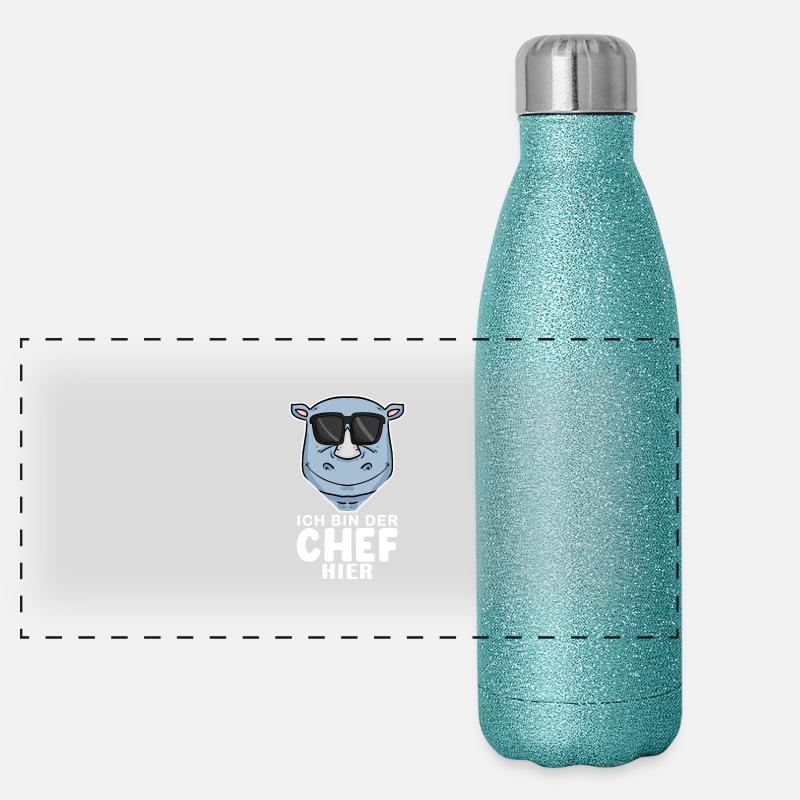 Cool Nashorn Chef Spruch Sonnenbrille Panorama Glitzer Isolierflasche 500 ml