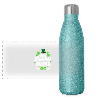 Saint Patrick Eine glückliche Mama - Panorama Glitzer Isolierflasche 500 ml - Blau Glitzer - Vorne