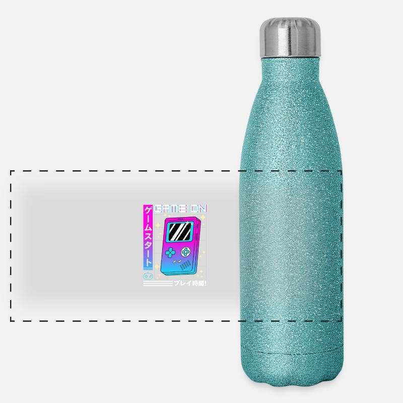 Futuristische Retro-Serie: Japanisch - Spiel auf Panorama Glitzer Isolierflasche 500 ml