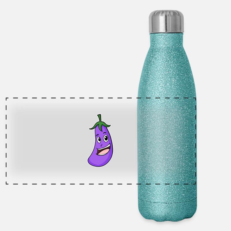 Aubergine Motiv Panorama Glitzer Isolierflasche 500 ml
